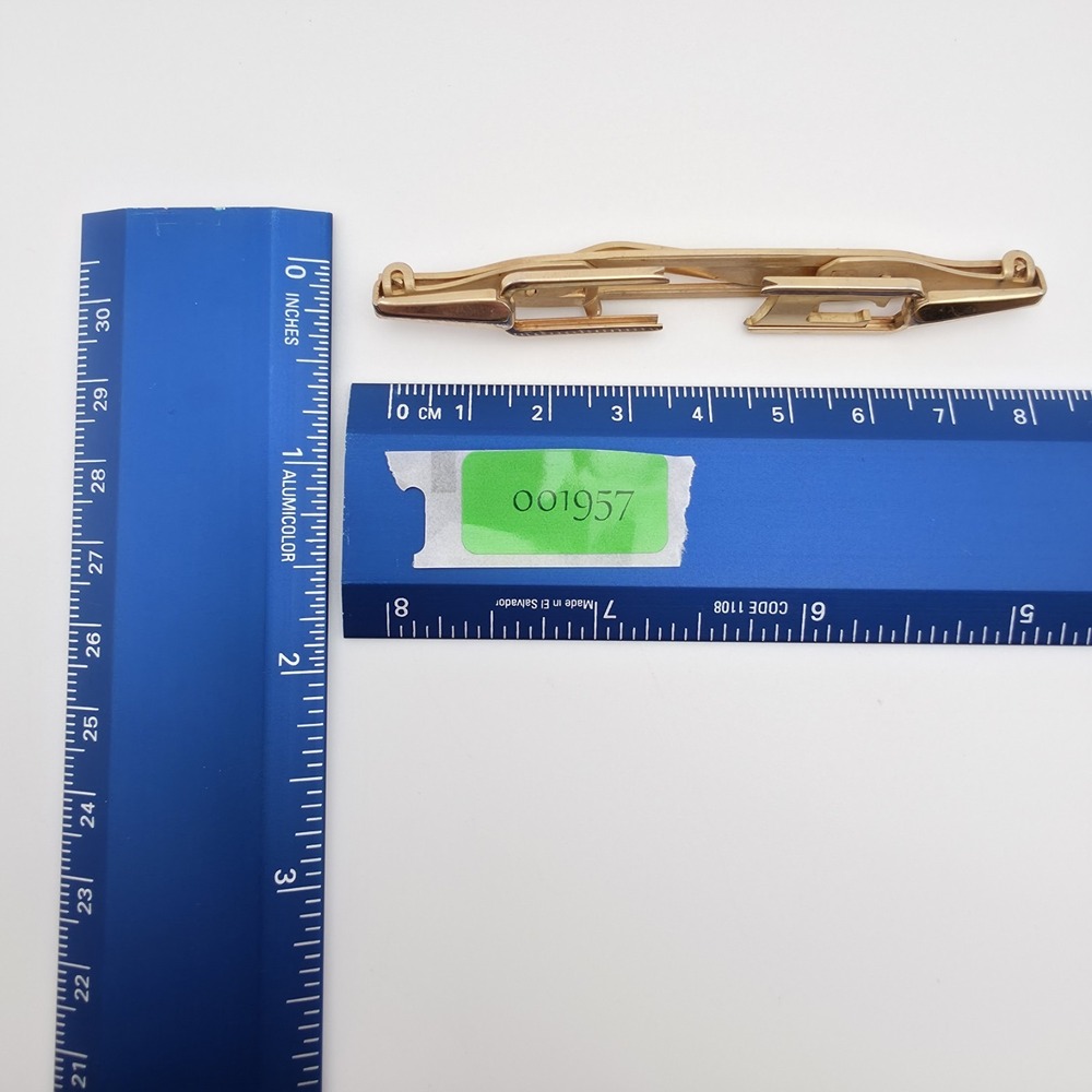 Vintage ANSON USA Tie Clip Bar Clasp Gold Plate Initial Letter C FREE $HIPPING!! - Picture 8 of 8